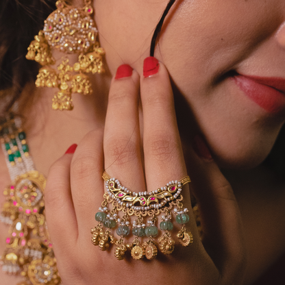 HERITAGE POLKI TWO FINGER RING